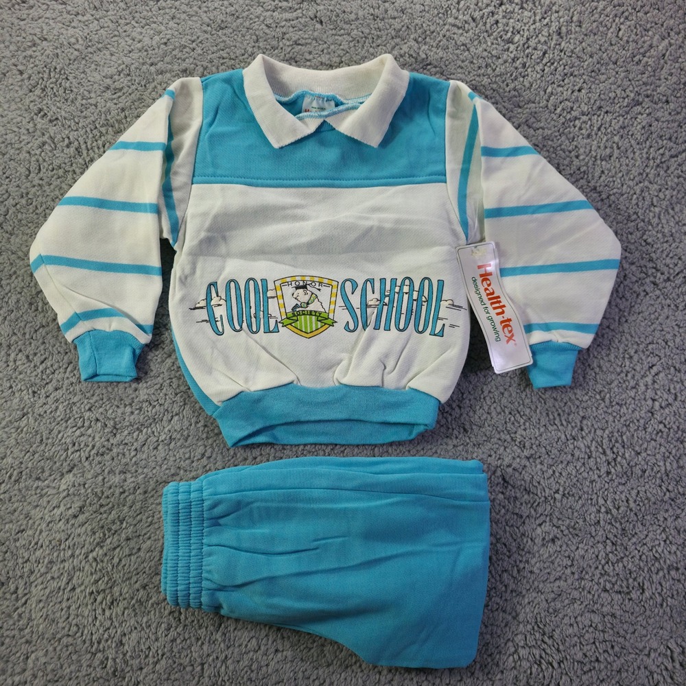 Vintage Health-tex Kids 4T Tracksuit Blue White Cool School Honor Society NWT